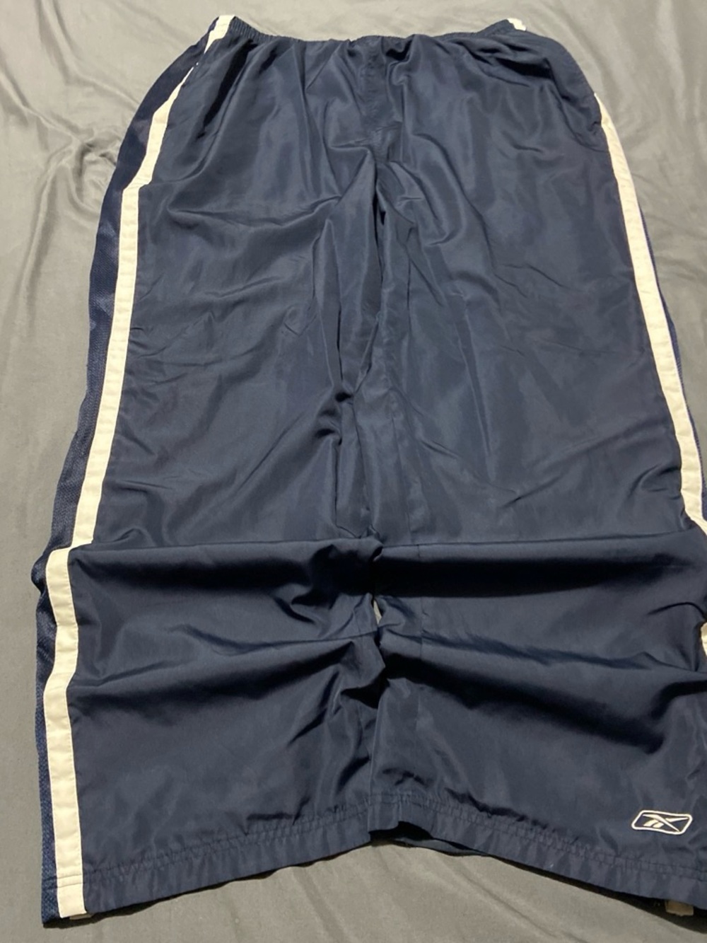 Reebok Men’s Navy Joggers with White Side Stripes